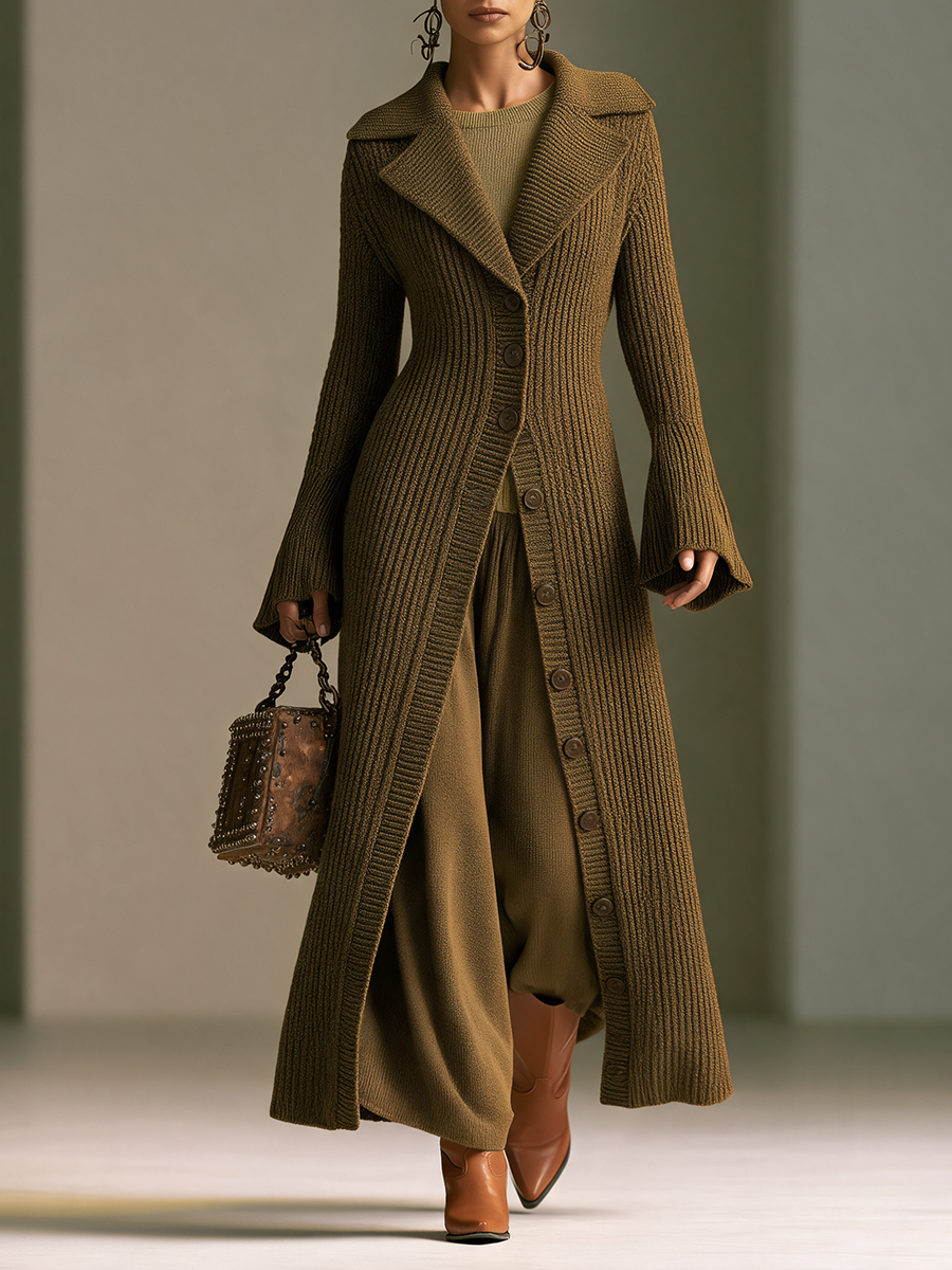 Venera — Cappotto lungo in maglia con revers