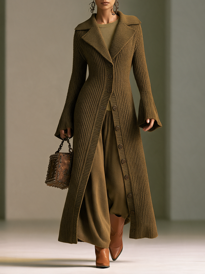 Venera — Cappotto lungo in maglia con revers