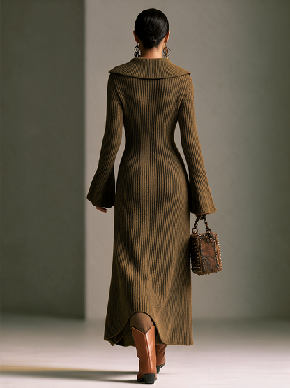 Venera — Cappotto lungo in maglia con revers