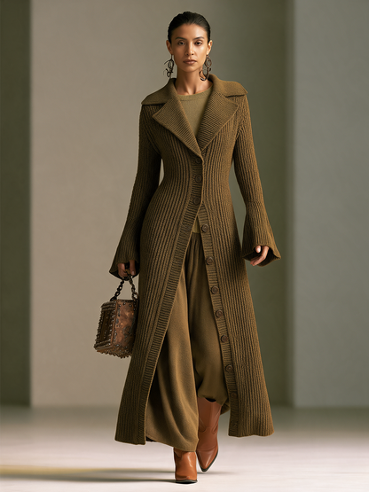 Venera — Cappotto lungo in maglia con revers