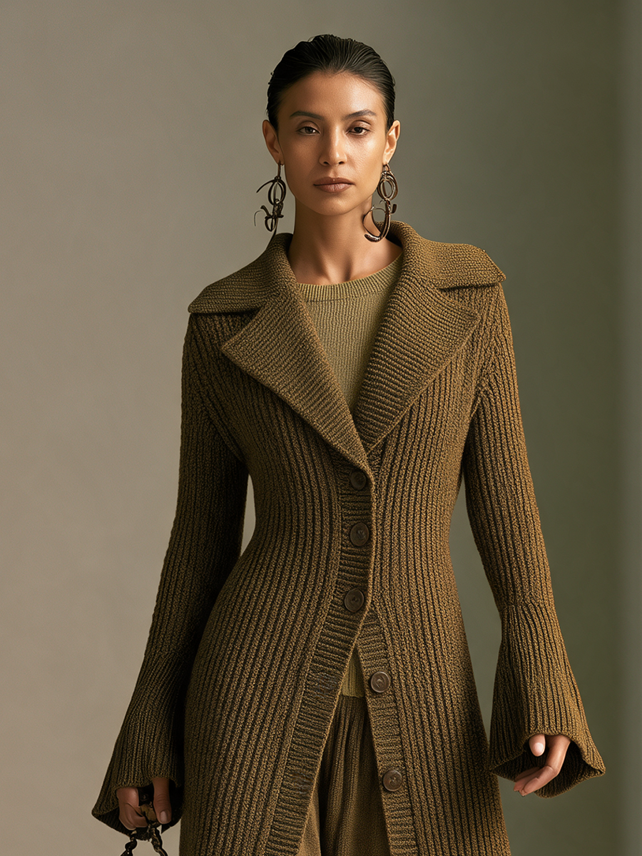 Venera — Cappotto lungo in maglia con revers