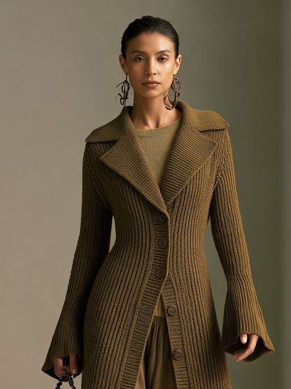 Venera — Cappotto lungo in maglia con revers