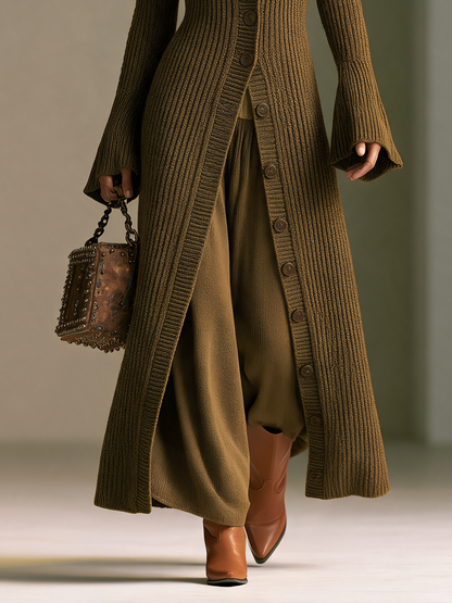 Venera — Cappotto lungo in maglia con revers