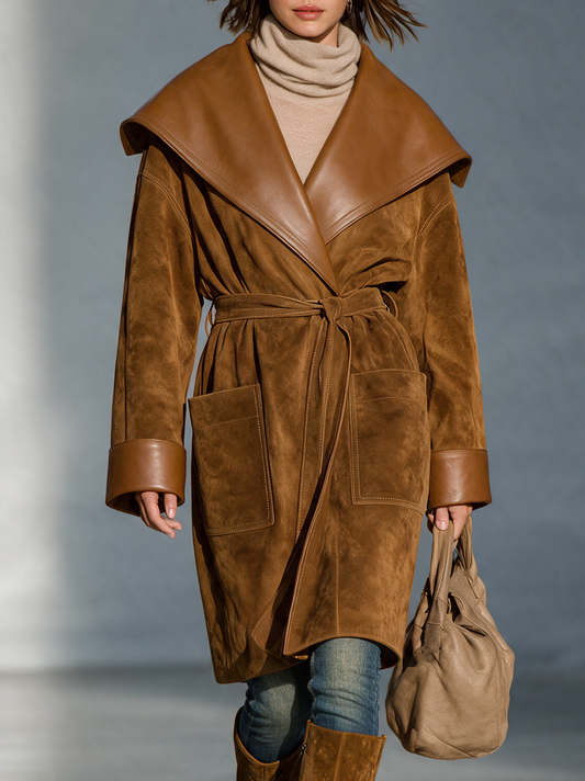 Rosmunda — Cappotto in camoscio con revers