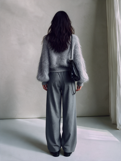 Valchiria — Cardigan in mohair con scollo a V