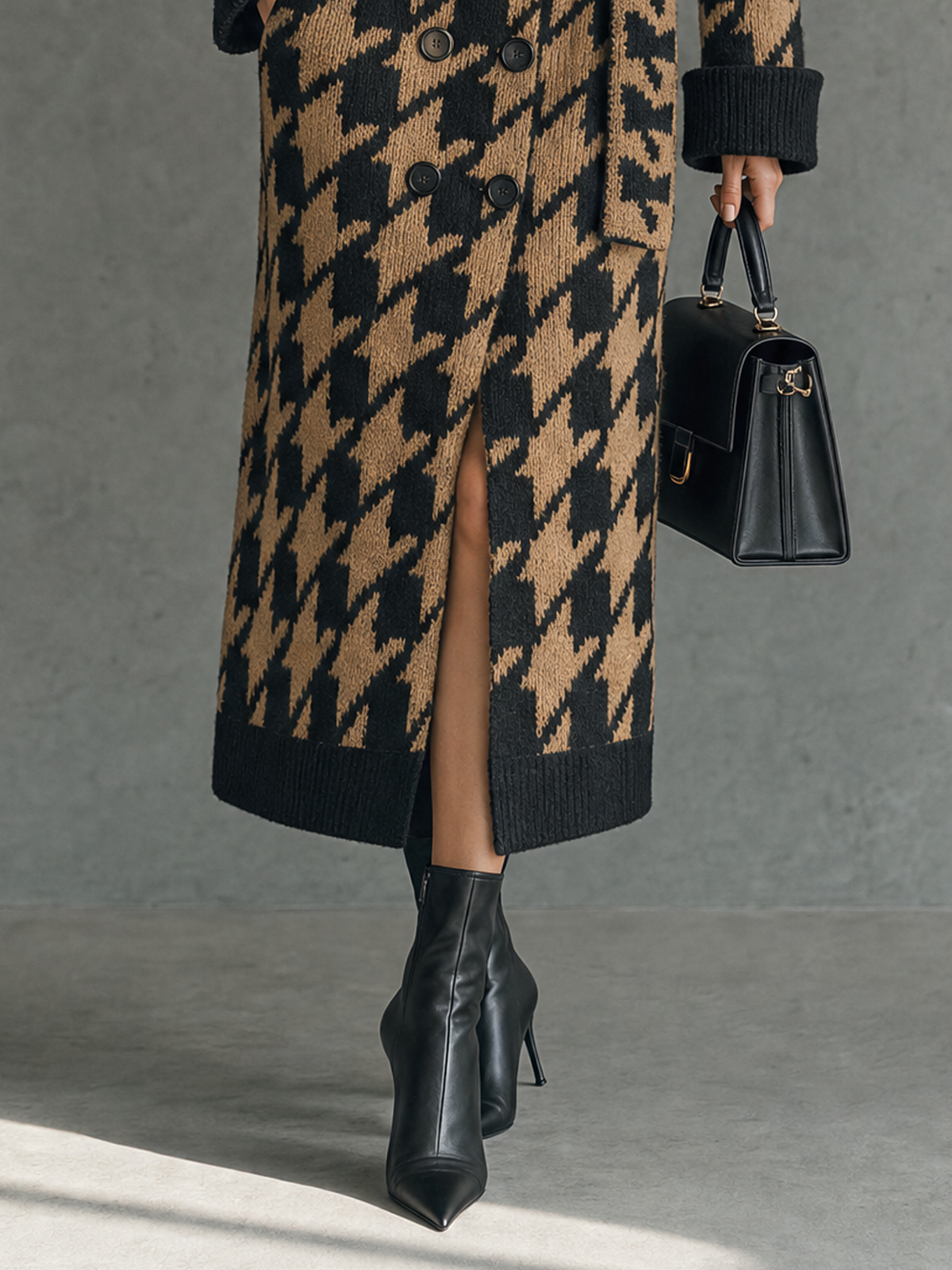 Vincenzina — Cardigan doppiopetto in jacquard con cintura