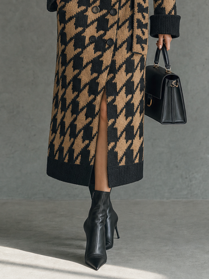 Vincenzina — Cardigan doppiopetto in jacquard con cintura