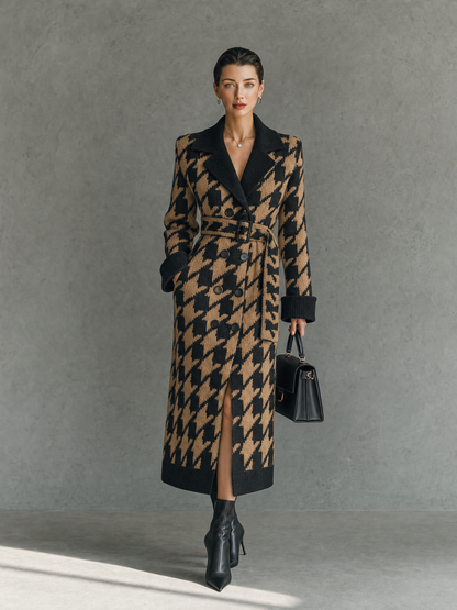 Vincenzina — Cardigan doppiopetto in jacquard con cintura