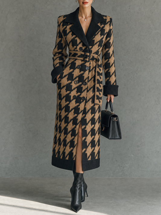 Vincenzina — Cardigan doppiopetto in jacquard con cintura