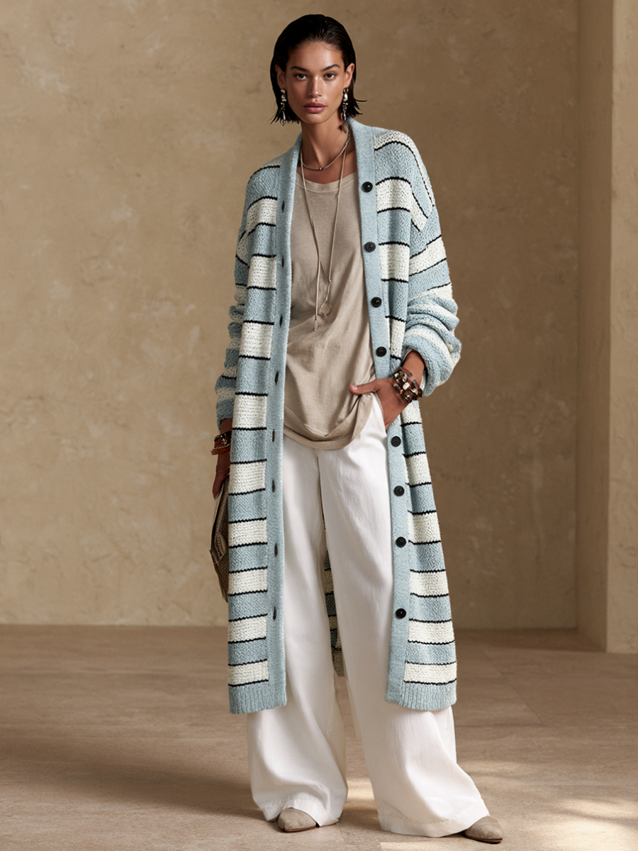 Ottilia — Cardigan a righe in maglia