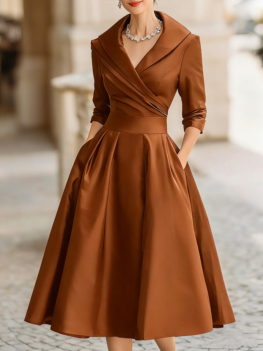 Monica — Abito midi in raso con scollo a V