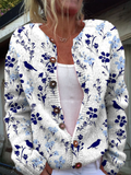 Vynora — Cardigan con stampa fiori e uccelli