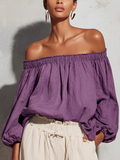 Delfina — Top in cotone e lino con spalle scoperte