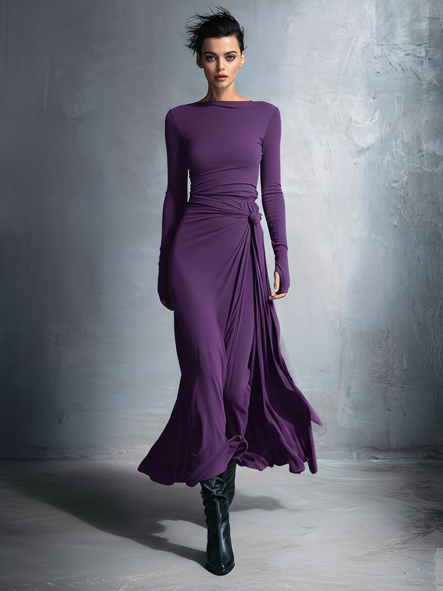 Assuntina — Abito lungo in maglia con scollo a V