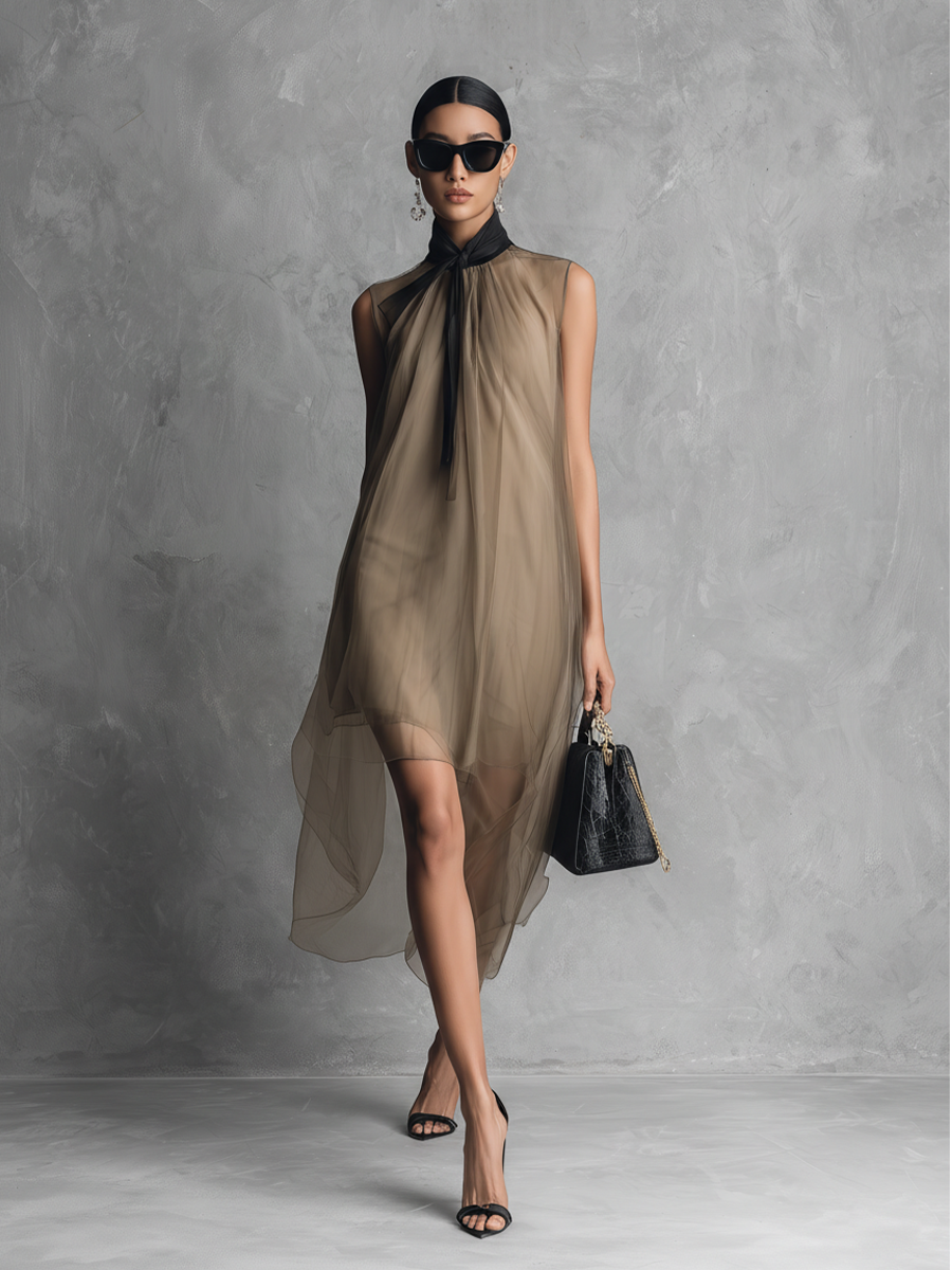Ancilla — Abito in chiffon color block