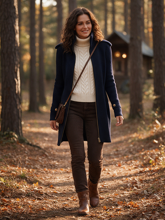 Modesta — Cardigan in maglia a coste con zip