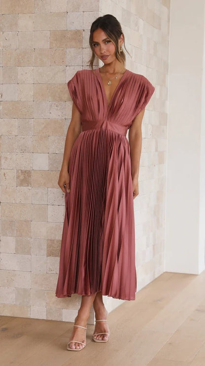 Edda — Abito midi in raso con scollo a V