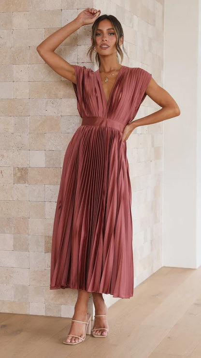 Edda — Abito midi in raso con scollo a V