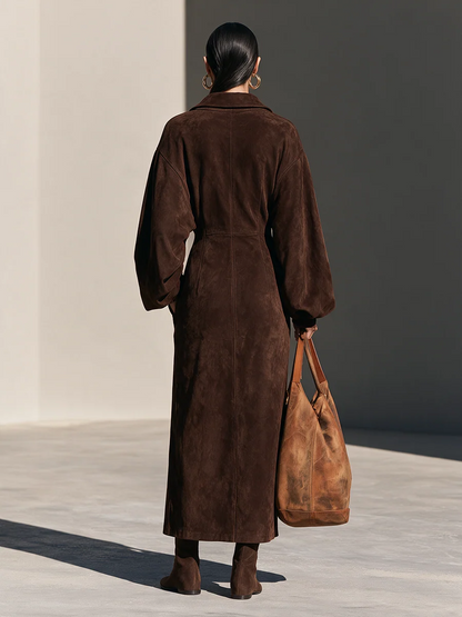 Norma — Abito lungo in camoscio con mezza zip