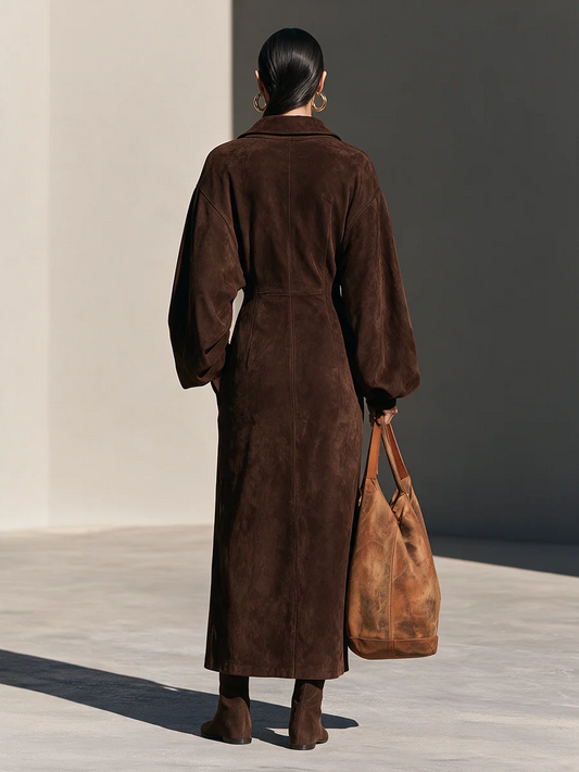 Norma — Abito lungo in camoscio con mezza zip