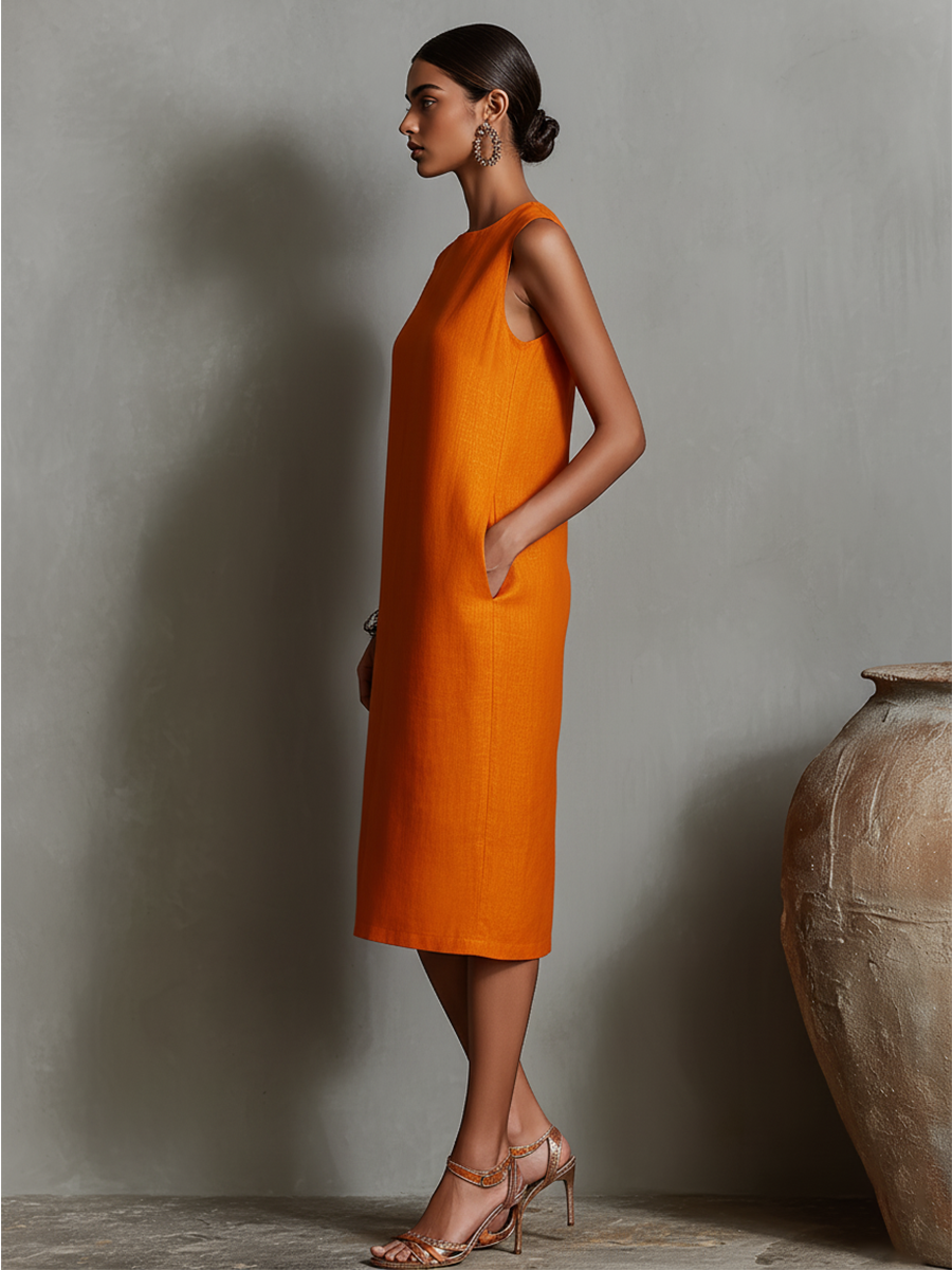Ubalda — Abito in lino con girocollo