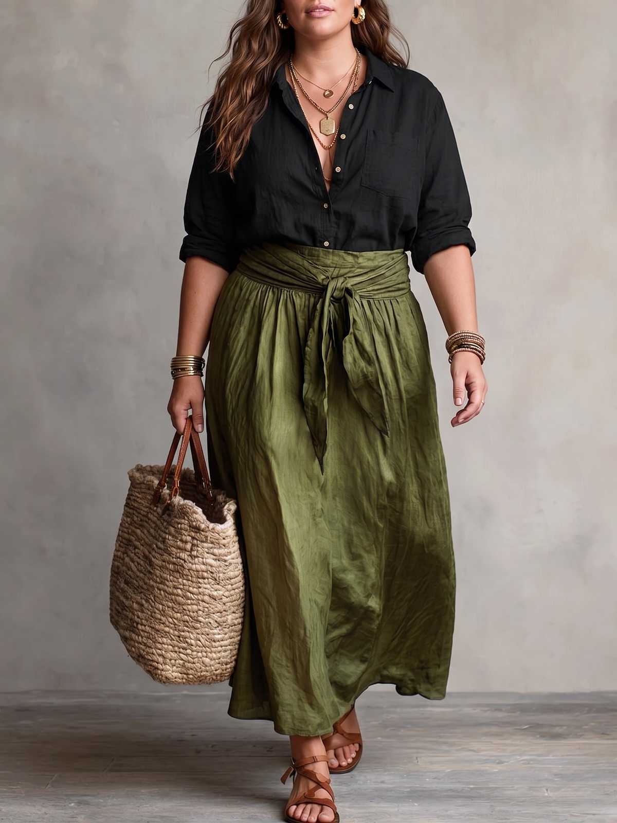 Vera — Completo due pezzi con camicia e gonna midi