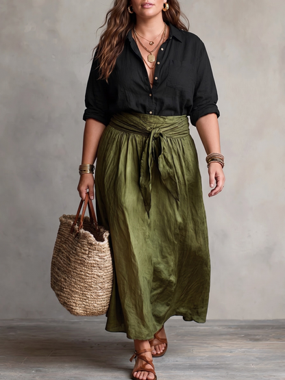 Vera — Completo due pezzi con camicia e gonna midi