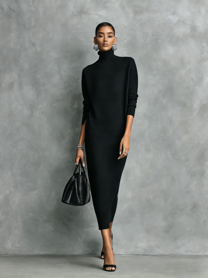 Laura — Abito midi in maglia con collo alto