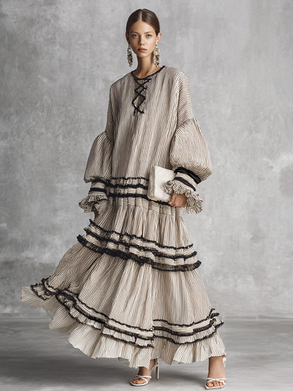 Deanna — Abito lungo in cotone a righe