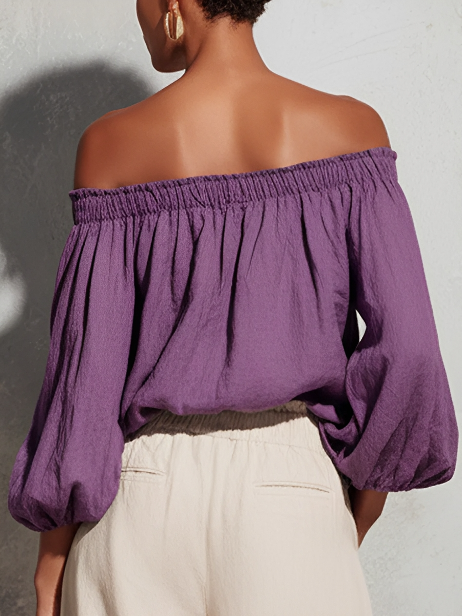 Delfina — Top in cotone e lino con spalle scoperte