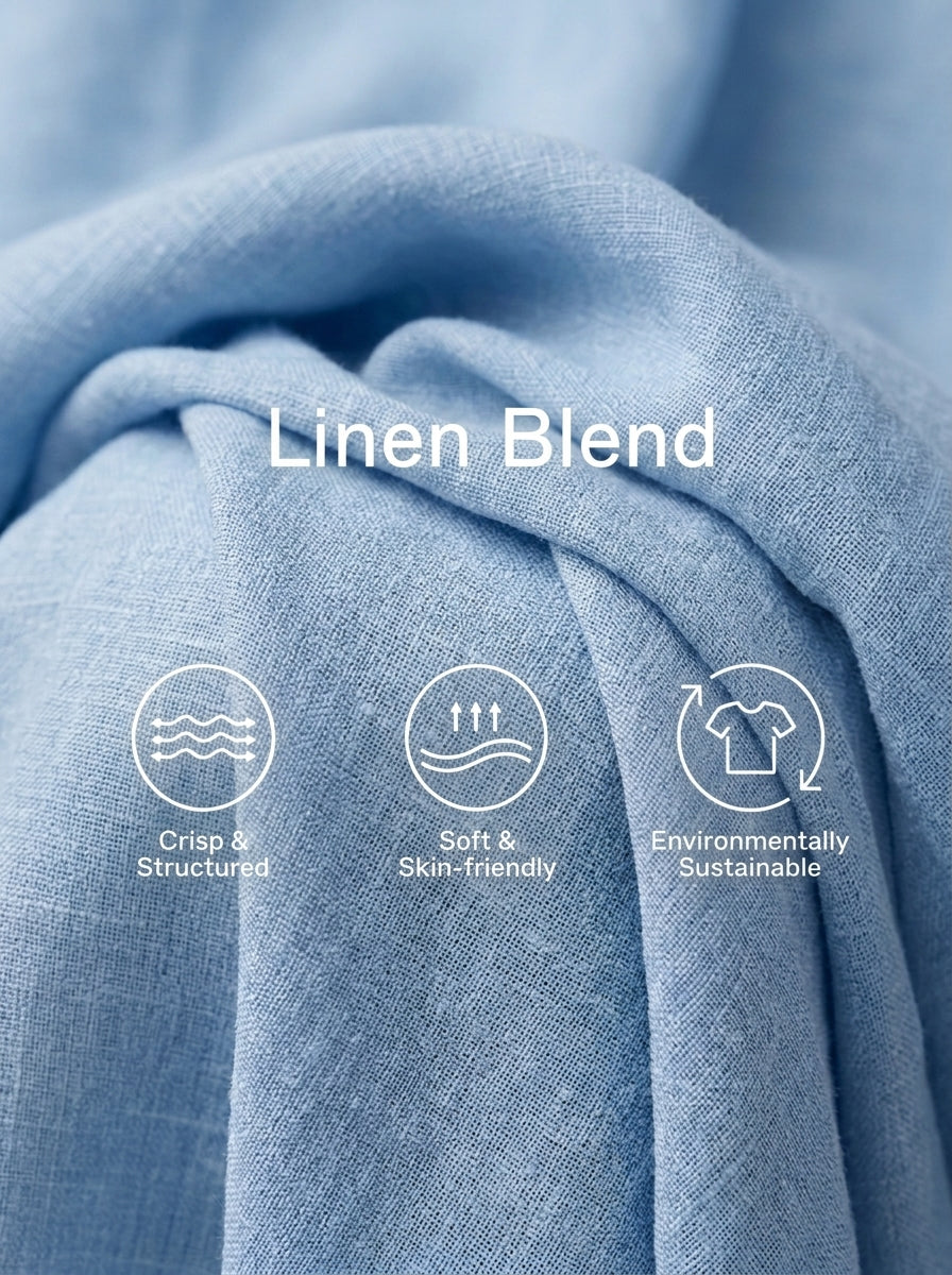 Chiara — Completo due pezzi in lino con pantaloni blu