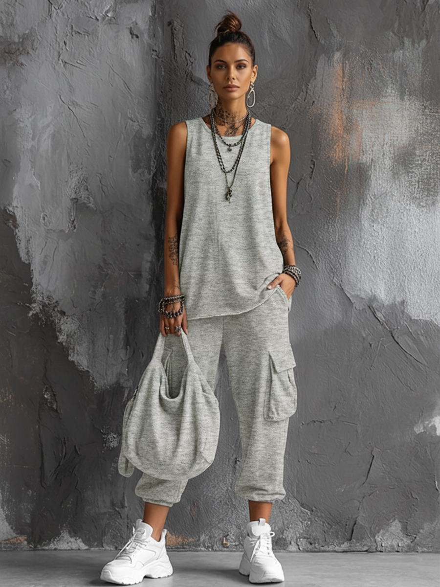 Allegra — Completo due pezzi in cotone con pantaloni jogger