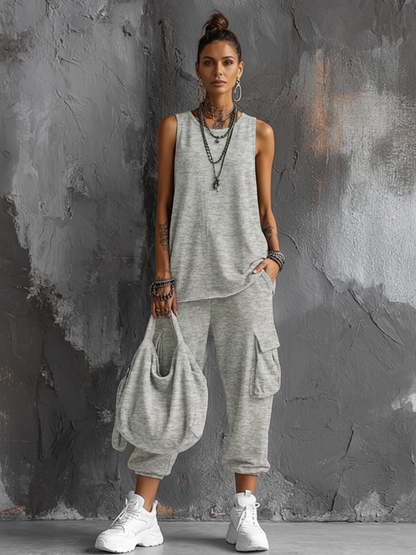 Allegra — Completo due pezzi in cotone con pantaloni jogger