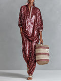 Eleonora — Completo loungewear con paillettes a righe