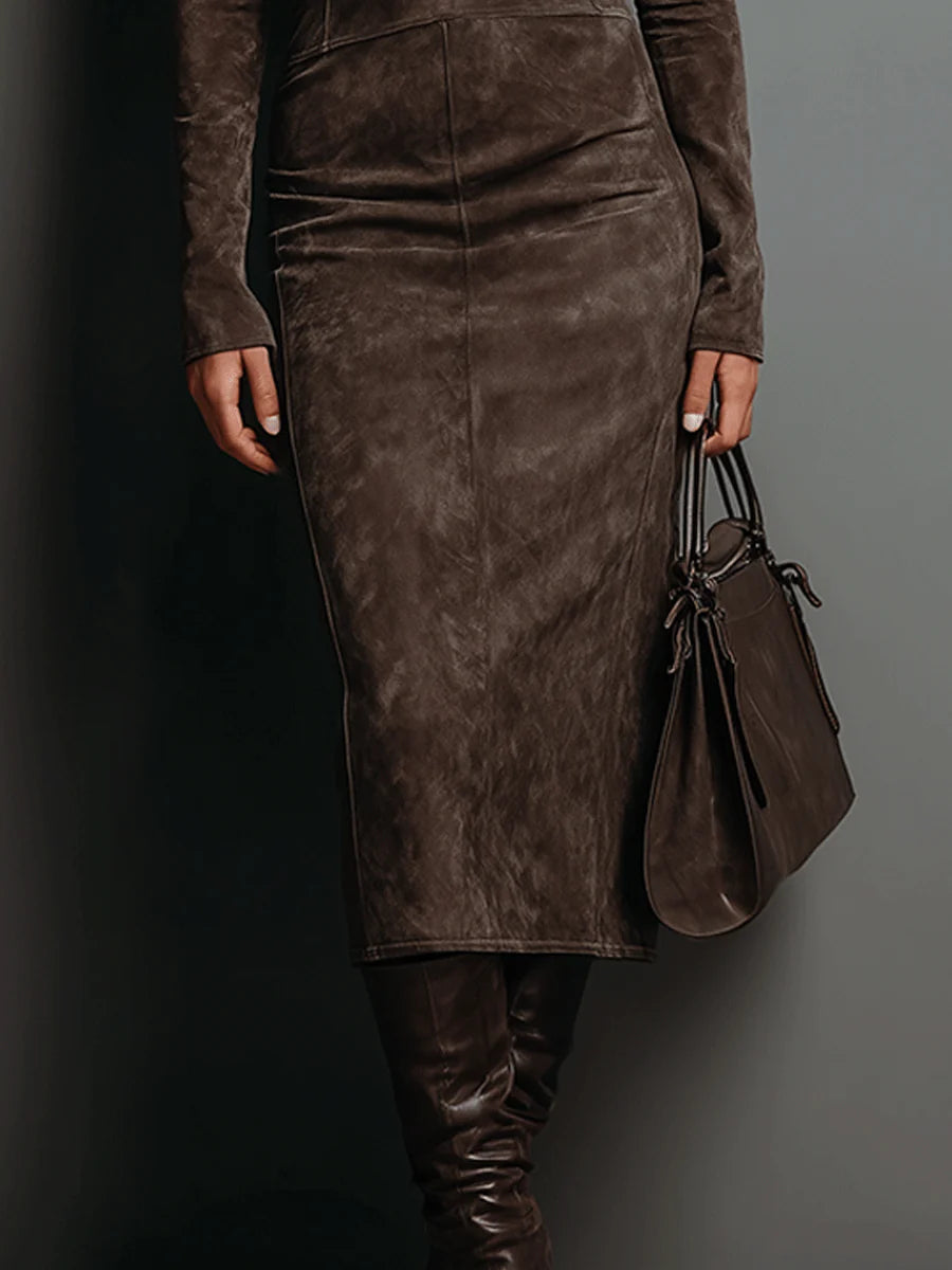 Mara — Abito midi in camoscio