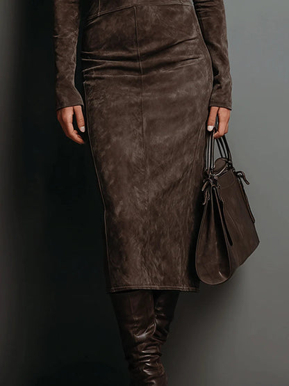 Mara — Abito midi in camoscio