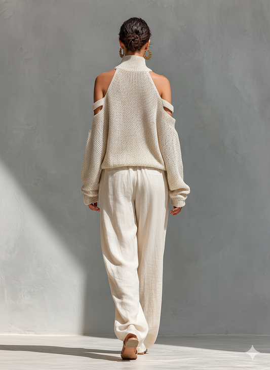 Erminia — Maglione in maglia con spalle scoperte