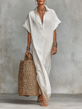 Carina — Abito lungo con collo a camicia