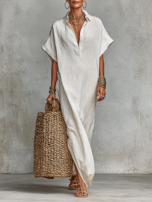 Carina — Abito lungo con collo a camicia
