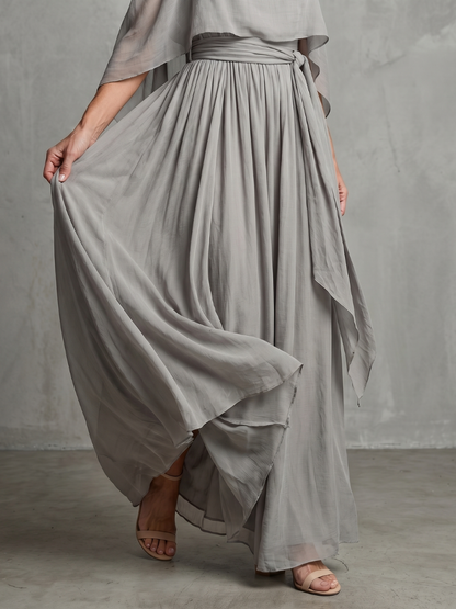 Miriam — Completo con top drappeggiato e spalle scoperte