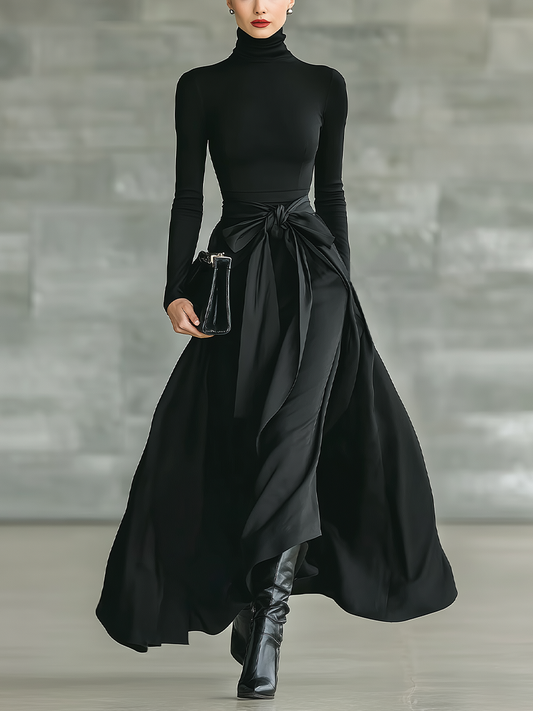 Aurelia Maria — Abito lungo in maglia elasticizzata con collo alto
