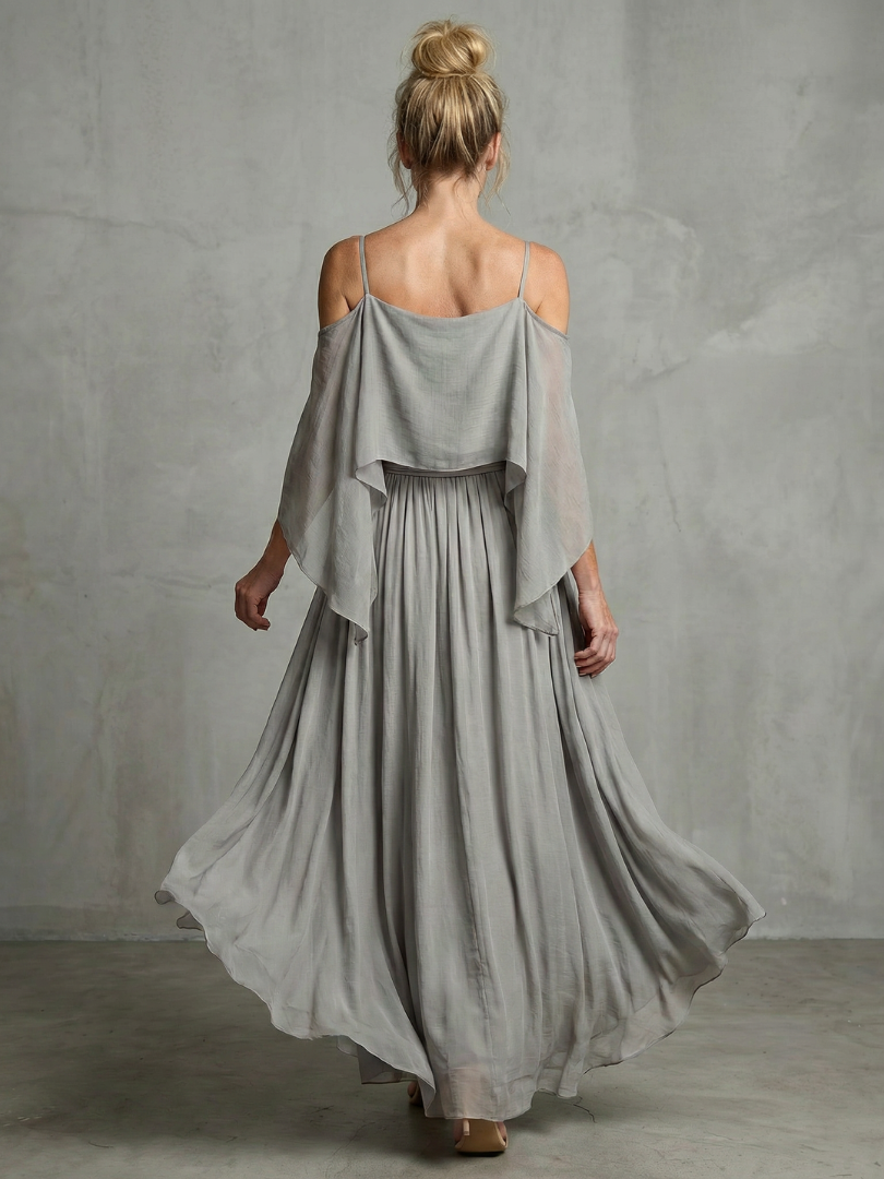 Miriam — Completo con top drappeggiato e spalle scoperte