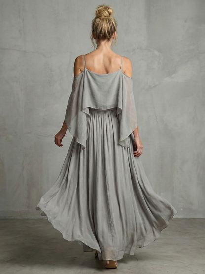 Miriam — Completo con top drappeggiato e spalle scoperte