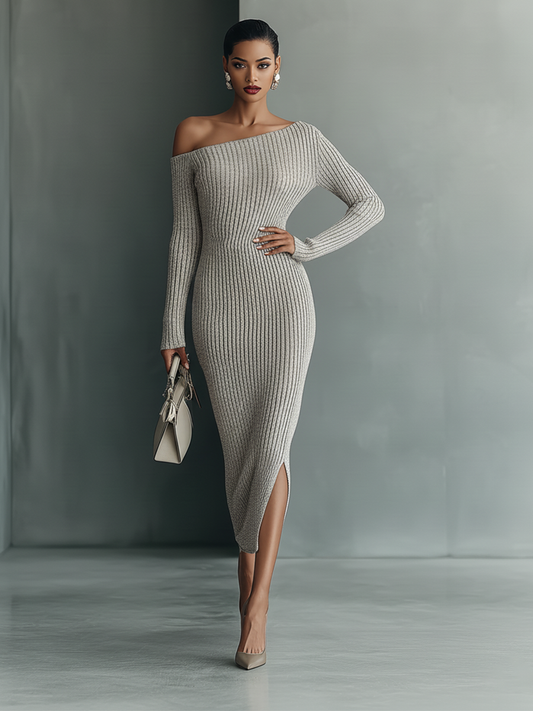 Elisea — Abito in maglia senza maniche grigio