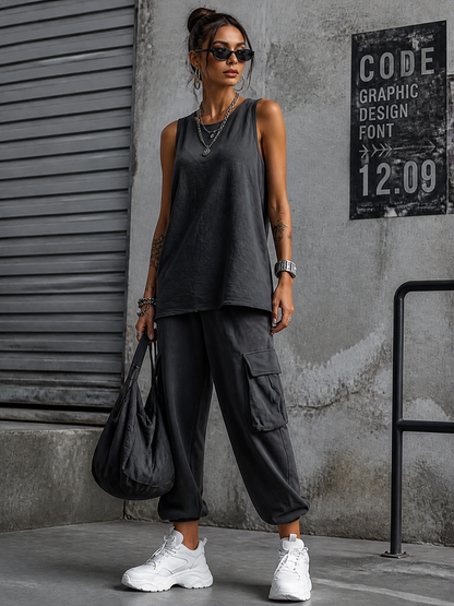 Allegra — Completo due pezzi in cotone con pantaloni jogger