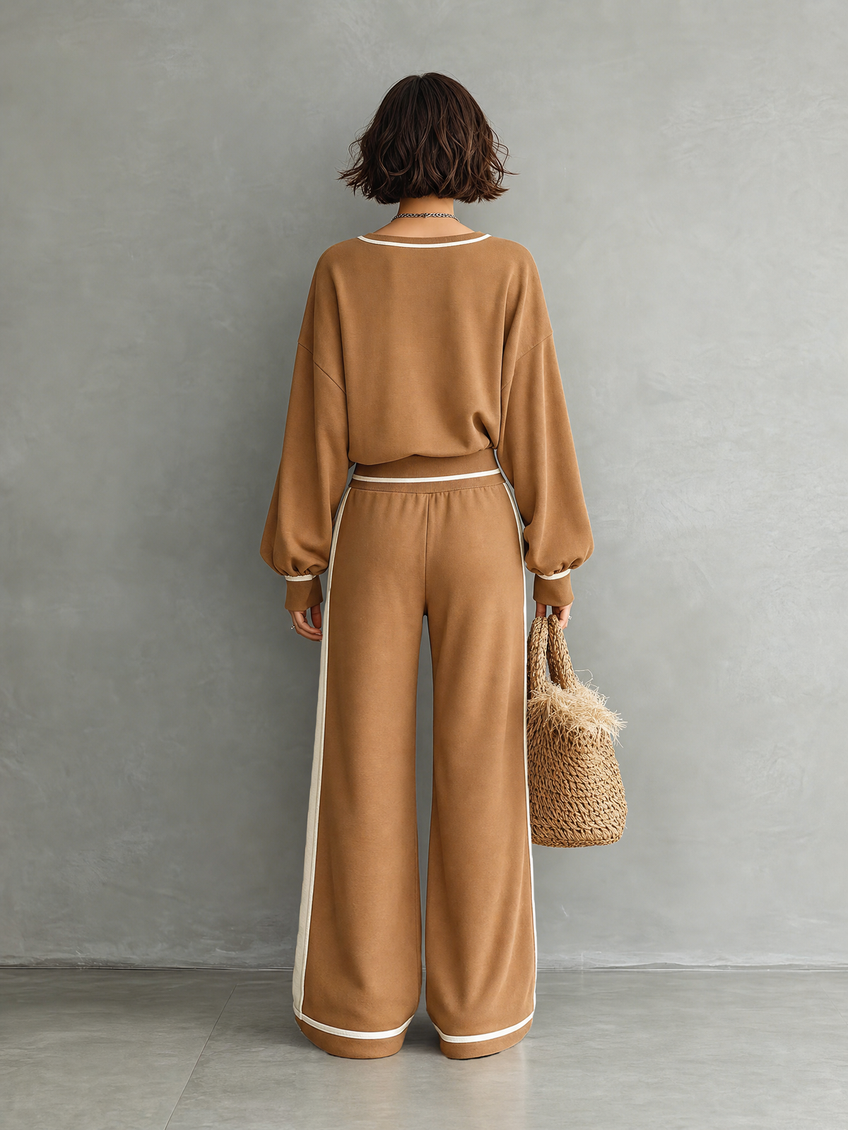 Filomena — Completo loungewear in felpa di cotone con pantaloni