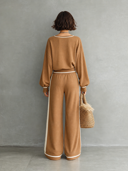 Filomena — Completo loungewear in felpa di cotone con pantaloni