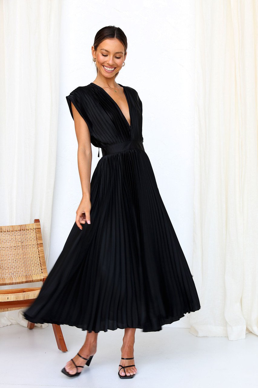 Edda — Abito midi in raso con scollo a V