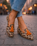 Nicoletta — Mocassini leopardo con nappine
