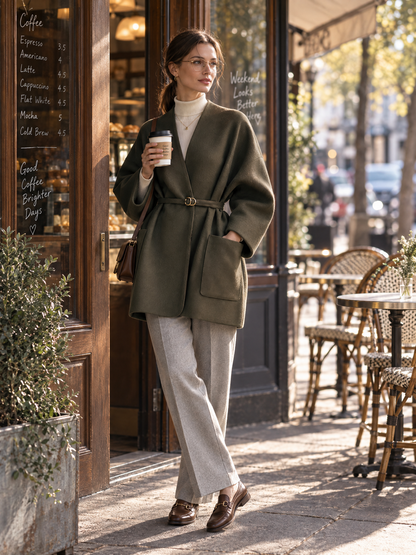 Delfina — Cappotto oversize con cintura